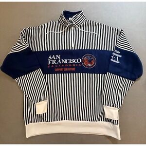 San Francisco California Sweatshirt Mens XL Blue Striped 1/4‎ Zip Long Sleeve.